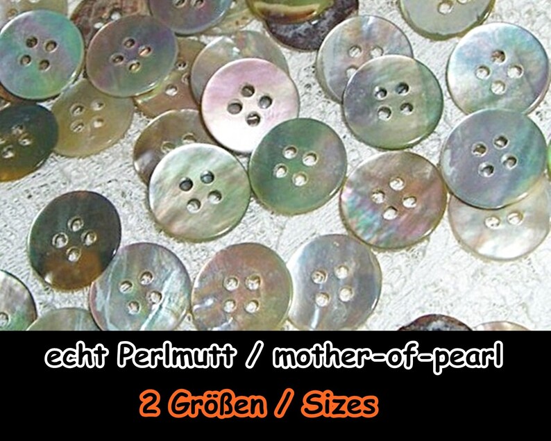 Perlmutt Knöpfe, Perlmutt, Perlmuttknopf, mother-of-pearl, Knopf, Button, Muschel, Natur, Casual, 5-04ab Bild 1