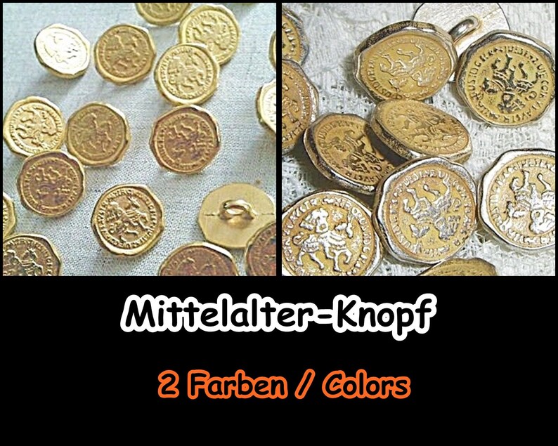 Metal Buttons, Button, Antique, Medieval, Reenactment, LARP, Coat of Arms, Knight, Antiquity, Historical, Military, Costume, Uniform, 5-40 image 1