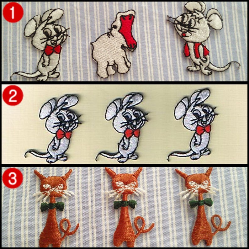 Motivi ferrosi: gatto e topo, motivo, applicazione, parte ornamentale, accessori, accessori, accessori, etichette, ricami, mouse, gatto, ippopotamo, 4-141 immagine 2