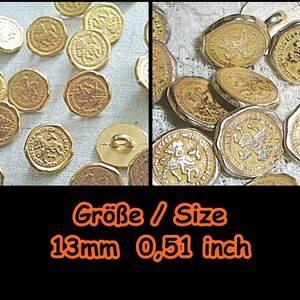 Metal Buttons, Button, Antique, Medieval, Reenactment, LARP, Coat of Arms, Knight, Antiquity, Historical, Military, Costume, Uniform, 5-40 image 2