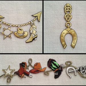 Hang-on Motifs,Western Jewelry,Motif,Embroidery Motif,Country Western,Wild West,Cowboy,Square Dance,Wild West,Horses,Cowgirl, 4-707172 image 1