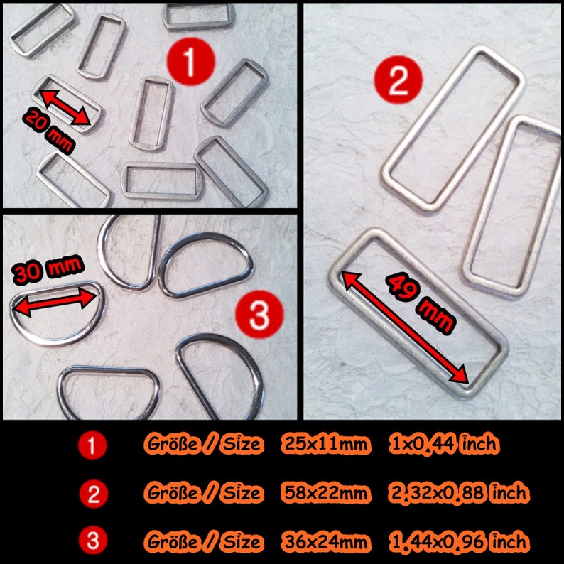 Metallverbinder,Schließe,D-Ring,Metallverschluss,Taschenzubehör,Tasche,Schnallen & Schließen,Zwischenteil,Schlüsselring, 5-801802803 Bild 2