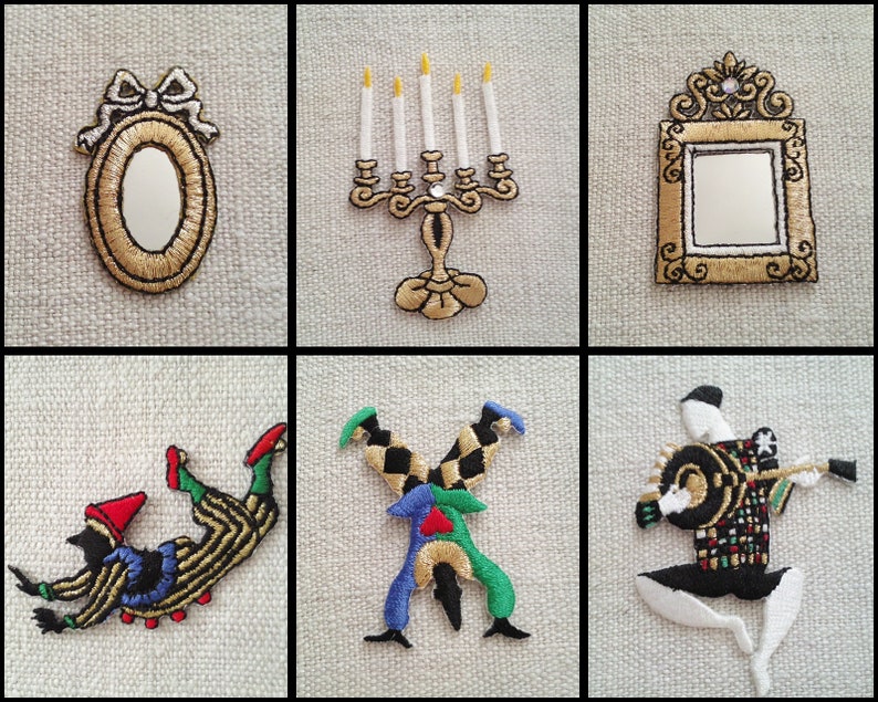 Ironing motifs, motif, mirror, candlestick, clown, Bajazzo, Venice Carnival, ornaments, embroidery, circus, circus, 4-858687919294 image 1