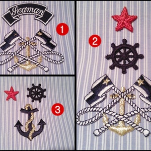 Application set, motif, iron-on motif, applique, maritime, accessories, accessory, decorative parts, label, embroidery, navy, 4-131416 image 2