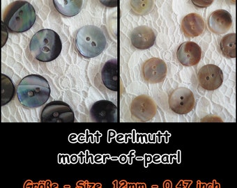 Perlmutt-Knöpfe, Perlmutt, Perlmuttknopf, mother-of-pearl, Knopf, Button, Muschel, Natur, Casual, 5-03b 12mm