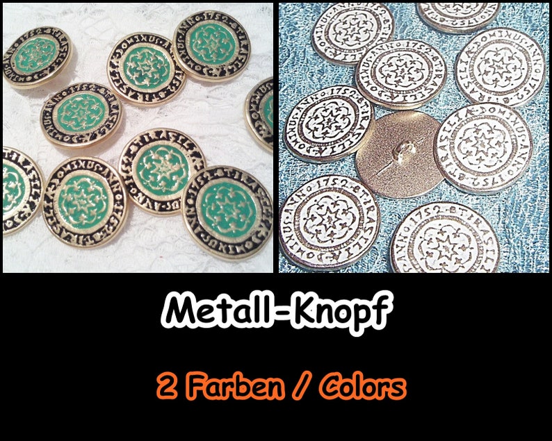 Metall-Knöpfe, Knopf, Antik, Mittelalter, Reenactment, LARP, Wappen, Ritter, Altertum, Historisch, Militär, Tracht, Uniform, 5-3334 Bild 1