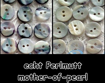 Perlmutt-Knöpfe, Perlmutt, Perlmuttknopf, mother-of-pearl, Knopf, Button, Muschel, Natur, Casual, 5-03a 10mm