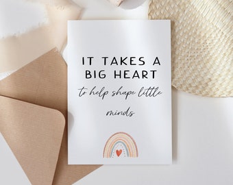 Thank You Teacher Card, Big Heart Message
