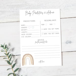 Gioco per baby shower, download digitale di carte di previsione del bambino, carte di consigli per la futura mamma