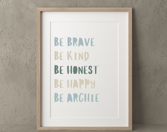 Boys Room Positive Affirmation Print, Blue Green Quote