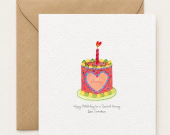 Birthday Card for Mum, Personalised Best Mum Birthday Card, Mummy Birthday Gift, Whimsical Cake Card