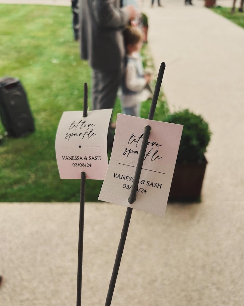 Wedding Sparkler Personalised Tag, Wedding Stationary, Celebration Sparkler image 2