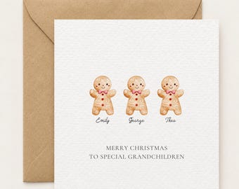 Personalised Family Christmas Cards, Gingerbread Man Christmas Family Names Card