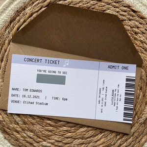 Concert Surprise Tickets, Surprise Reveal Concert Tickets, Scratch Off Surprise