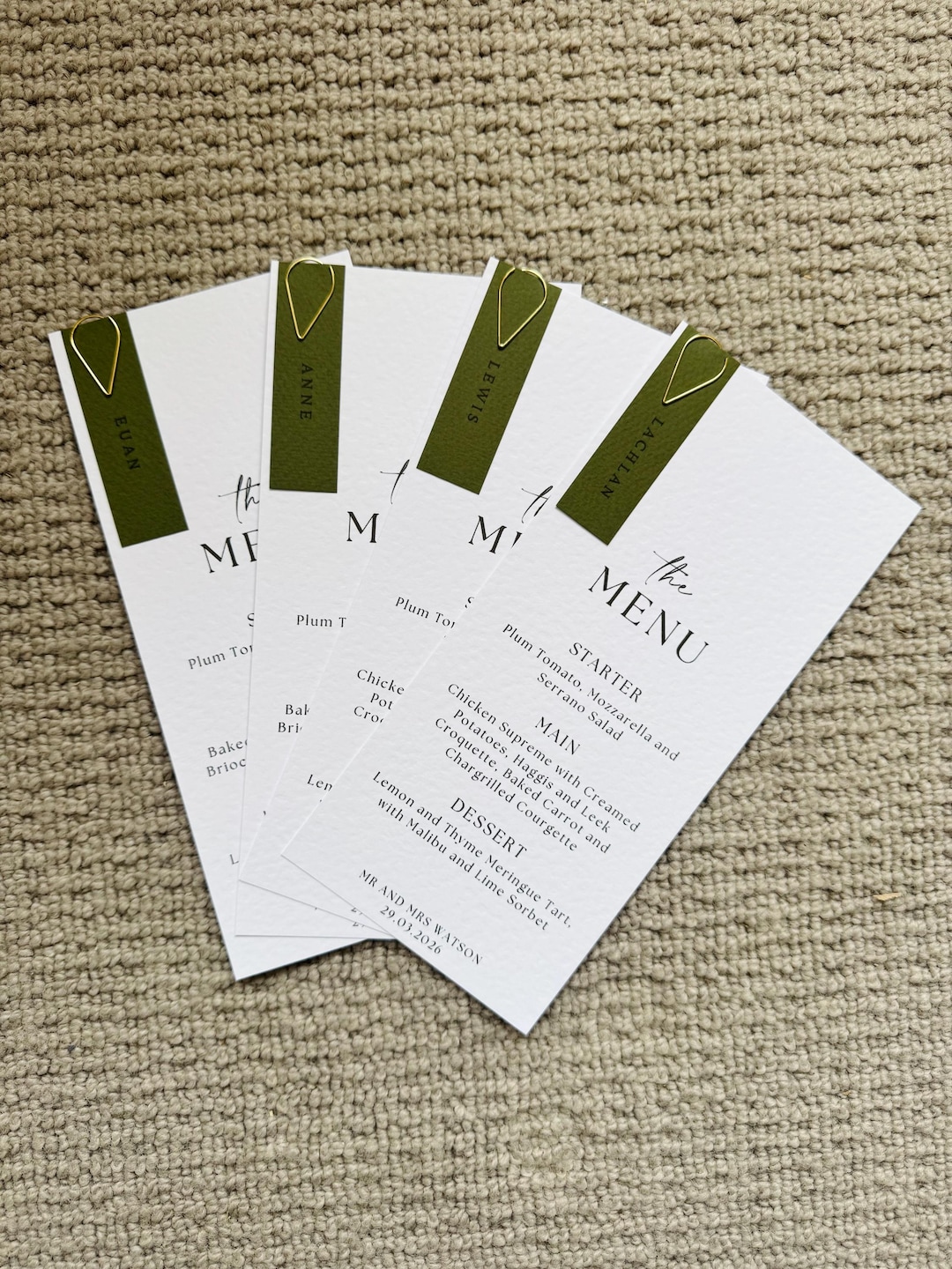 Wedding Menu, Personalised Place Cards, Modern Wedding Food Menu - Etsy UK