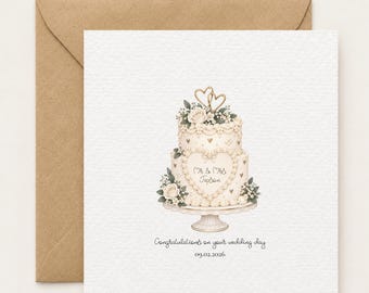 Wedding Congratulations Card, Mr and Mrs Card, Bride and Groom Card