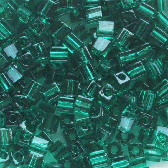 3mm 10g transparent green Miyuki cubes 146