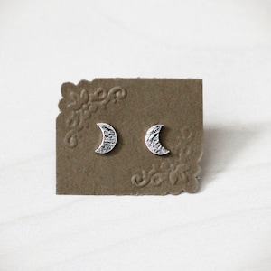 Sterling Silver Crescent Moon Post Earrings. Lunar Inspired Jewelry. Celestial Jewelry. Jewelry Under 35. Waxing Moon. Waning Moon. image 1