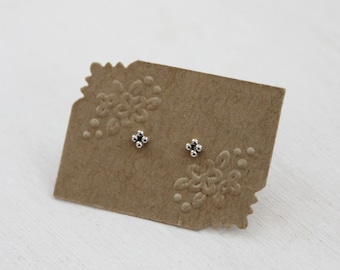 Sterling Silver Mini Beaded Stud Earring. Delicate Post Earring. Second Hole Ear Piercing. Tiny Earring. Single earring.