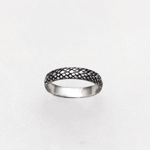 Sterling Silver Snake Skin Ring. Snake Stacking Ring. Alternative Wedding Band. Unisex. Nickel Free. Dragon Scales. image 1