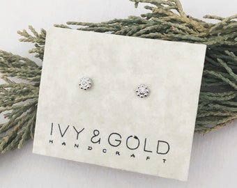 Mini Bali Sparkle Stud Earrings. Delicate Jewelry. Second Hole Earrings. Cubic Zirconia. Tiny Stud Earrings. minamalist.