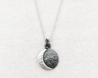 Lunar Eclipse Necklace. Sterling Silver. Nature Inspired. New Rustic. Eclipse Jewelry. Occult Jewelry. Celestial. Moon Jewelry. Tarot.