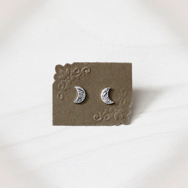 Sterling Silver Crescent Moon Post Earrings. Lunar Inspired Jewelry. Celestial Jewelry. Jewelry Under 35. Waxing Moon. Waning Moon. image 1