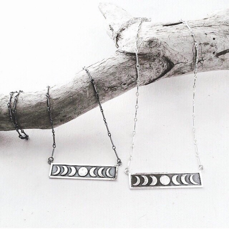 Sterling Silver Moon Phase Necklace. Lunar Phases of the Moon Etsy UK