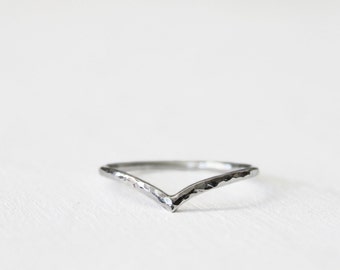 Chevron Stacking Ring: delicate minimalist hand hammered