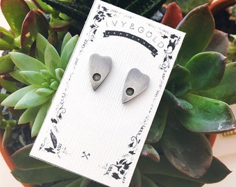 Planchette Earrings. Nickel Free Sterling Silver. Oracle Jewelry. Ouija Board. Mystical. Spiritualism. witchy. halloween. rustic jewelry.