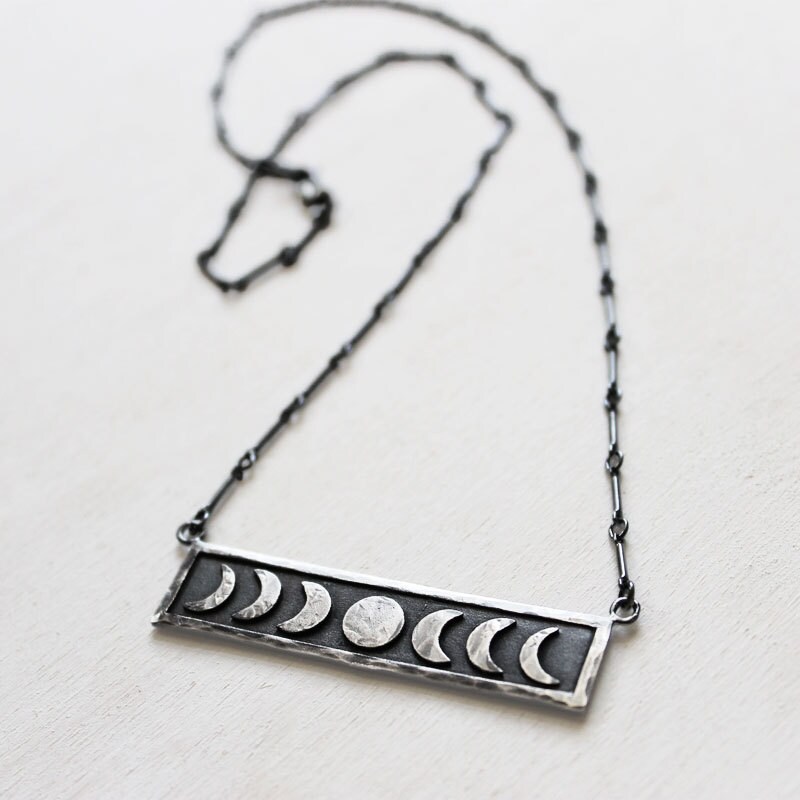 Sterling Silver Moon Phase Necklace. Lunar Phases of The Moon Jewelry…