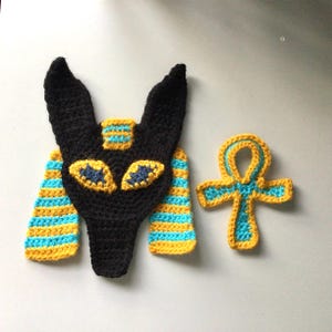 Anubis Applique Crochet Pattern Set, Egyptian Ankh Motif PDF Bundle, Instant Digital Download