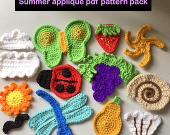 Sommer Applikation Häkelanleitung Bundle: 13 digitale Anleitungen