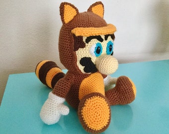 Patrón de fontanero Tanuki - Patrón de mapache amigurumi de crochet - Patrón de crochet de bosque pdf Descarga digital