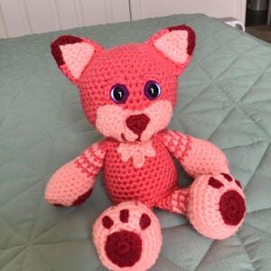 Coral the Cat Amigurumi Pattern - Striped Pink Kitten Crochet Tutorial Digital Download PDF