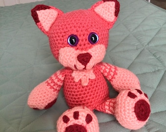 Coral the Cat Amigurumi Pattern - Striped Pink Kätzchen Häkelanleitung Digital Download PDF