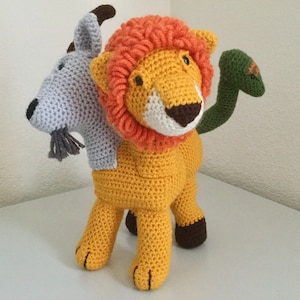 Chimera amigurumi pattern, a crochet mythical creature pattern of a goat, lion with a snake tail Photo Tutorial Instant Download