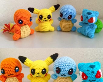 Crochet Pattern Set - Salamander, Pika Mouse, Turtle, Bulb Toad - Chibi Amigurumi Pattern Instant Download