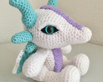 Snowball the Winter Dragon Pattern - Crochet Amigurumi Tutorial - PDF Digital Download