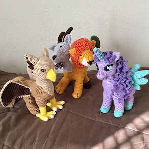 Mythical creatures amigurumi pattern set of a Unicorn Pegasus, Griffin and Chimera - crochet Greek mythology pattern Digital Download