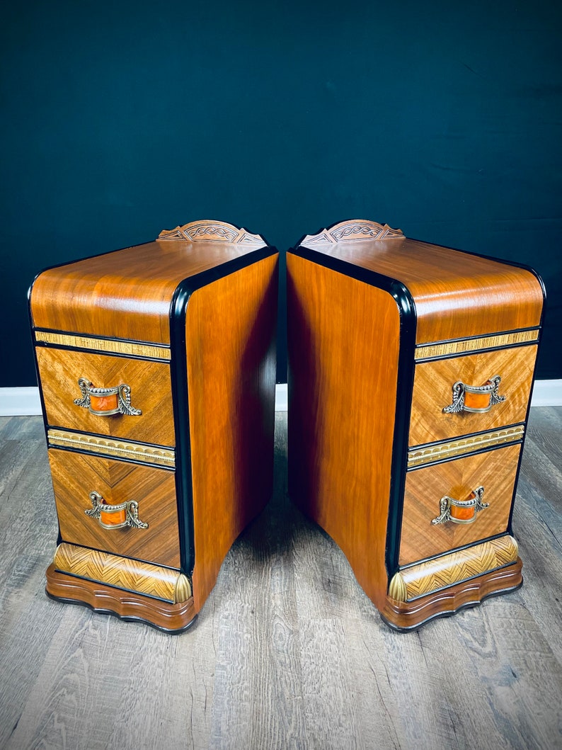 SOLD Art Nouveau / Art Deco Vintage Nightstand Pair With Etsy