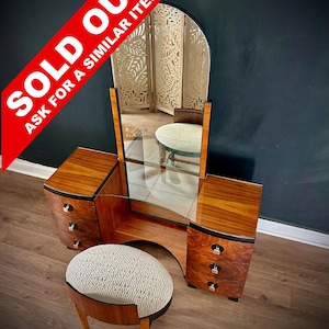 SOLD - **Currently SOLD OUT** Donald Deskey 1935 Art Deco Vanity and Bench, designed for Widdicomb Furniture. Rare Art Deco Furniture.