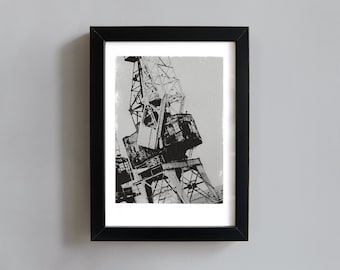 Dockside crane screenprint - industrial art print, architecture art print, city wall art