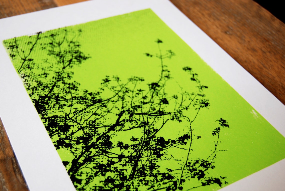 Graphics Tree Print Trees Screenprint - Abstract Black & Green Tree Branches Art - Etsy