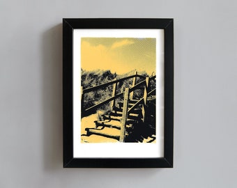 Beach Steps art print - screenprint wall art, beach inspired art, beach house decor