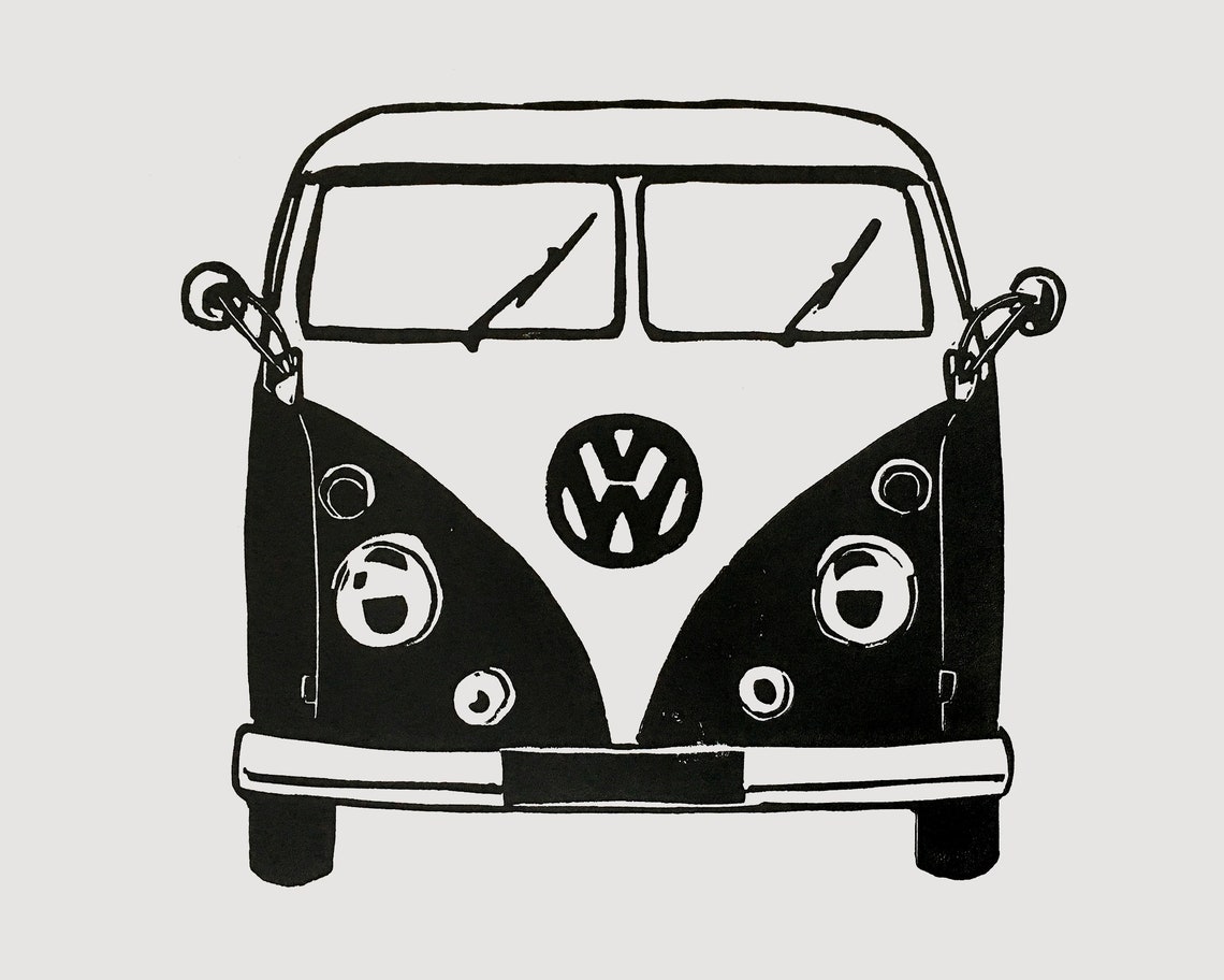 Splitscreen VW Print Campervan Linocut, Retro Art Print, Gift for ...