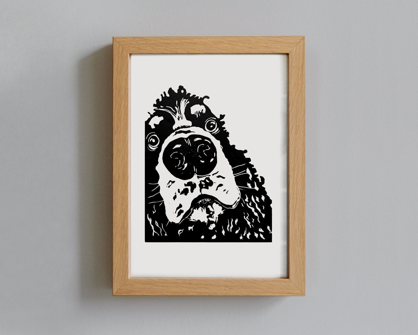 Cocker Spaniel linocut print, cocker dog print, gift for dog owner, dog portrait, home decor dog art