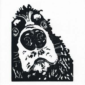 Cocker Spaniel linocut impresión, cocker perro impresión, regalo para el dueño del perro, retrato del perro, arte del perro de la decoración del hogar imagen 3