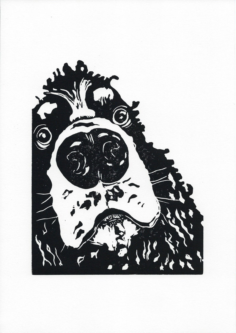 Cocker Spaniel linocut impresión, cocker perro impresión, regalo para el dueño del perro, retrato del perro, arte del perro de la decoración del hogar imagen 3