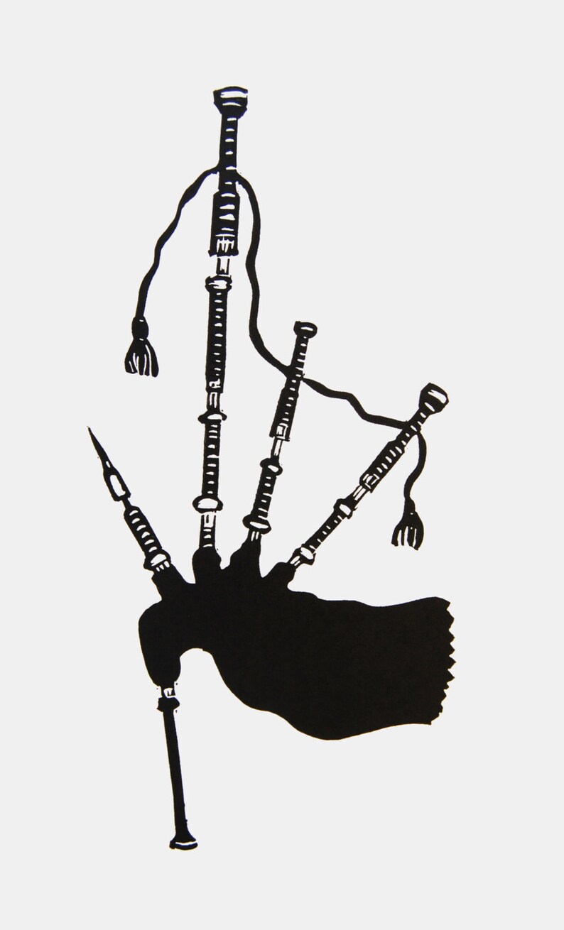 Bagpipes Linocut Bagpipes Art Print Scottish Themed Gift Etsy